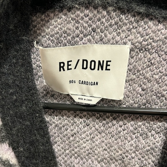 RE/DONE 90s Oversized Cardigan in Tiger Intarsia Black Purple S - Picture 3 of 8